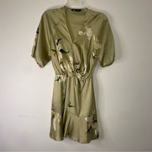 Zara Sage Green Floral Mini Dress